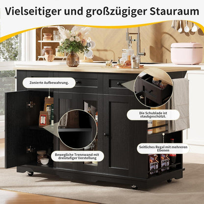 Kücheninsel mit abnehmbarer Trennwand & Glasausstattung
