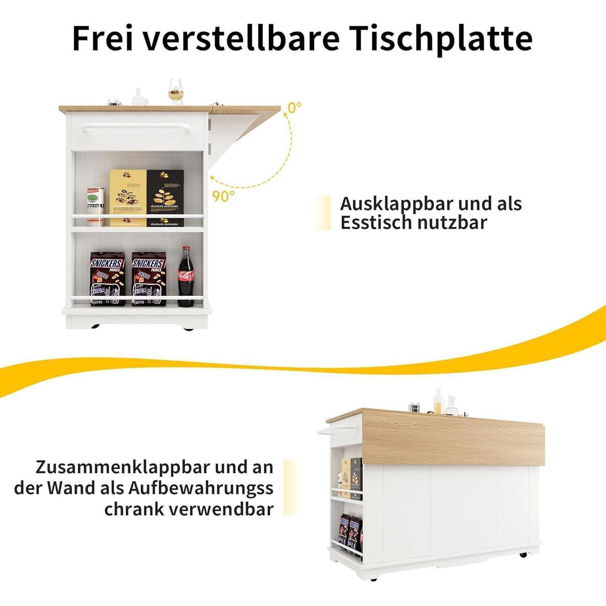 Kücheninsel mit abnehmbarer Trennwand & Glasausstattung