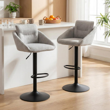 Verstellbarer Barhocker Set Grau mit Fußstütze