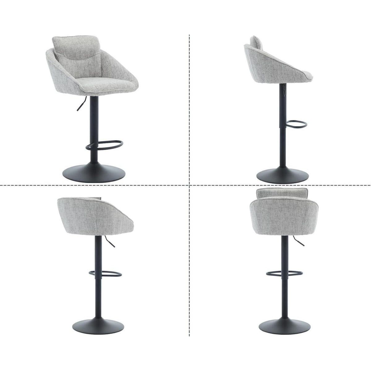 Verstellbarer Barhocker Set Grau mit Fußstütze