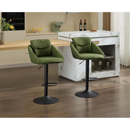 Verstellbarer Barhocker mit Fußstütze – 2er Set, Grün