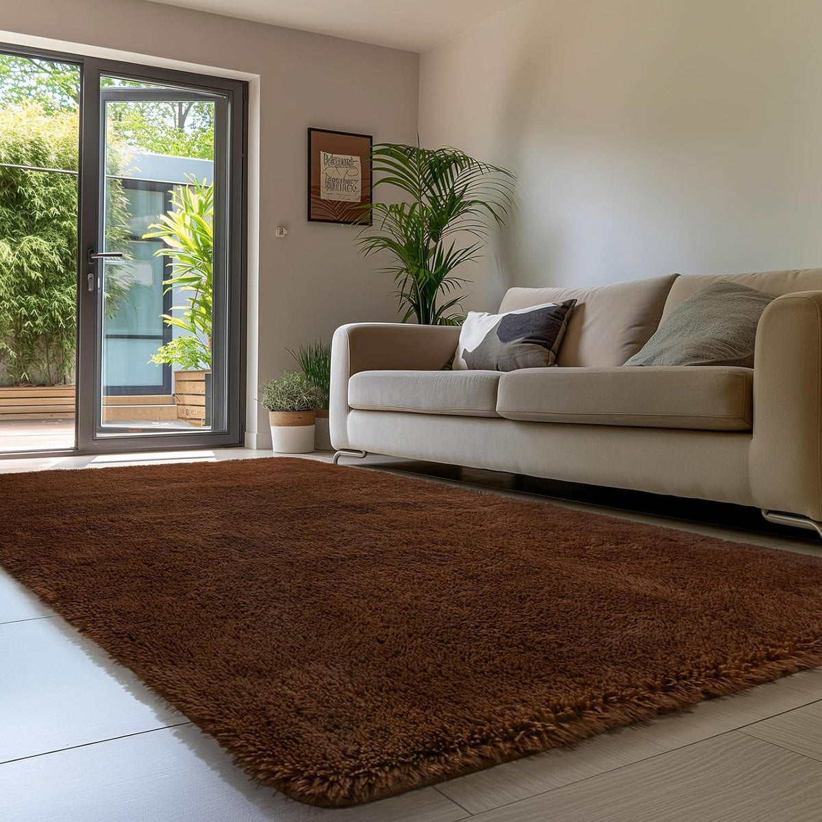 Flauschiger Hochflor Teppich Braun 200x300 cm – Wohnzimmer & Schlafzimmer