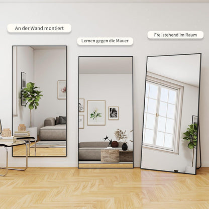 Großer Standspiegel 171x76cm | Ganzkörperspiegel mit Ständer & Wandmontage