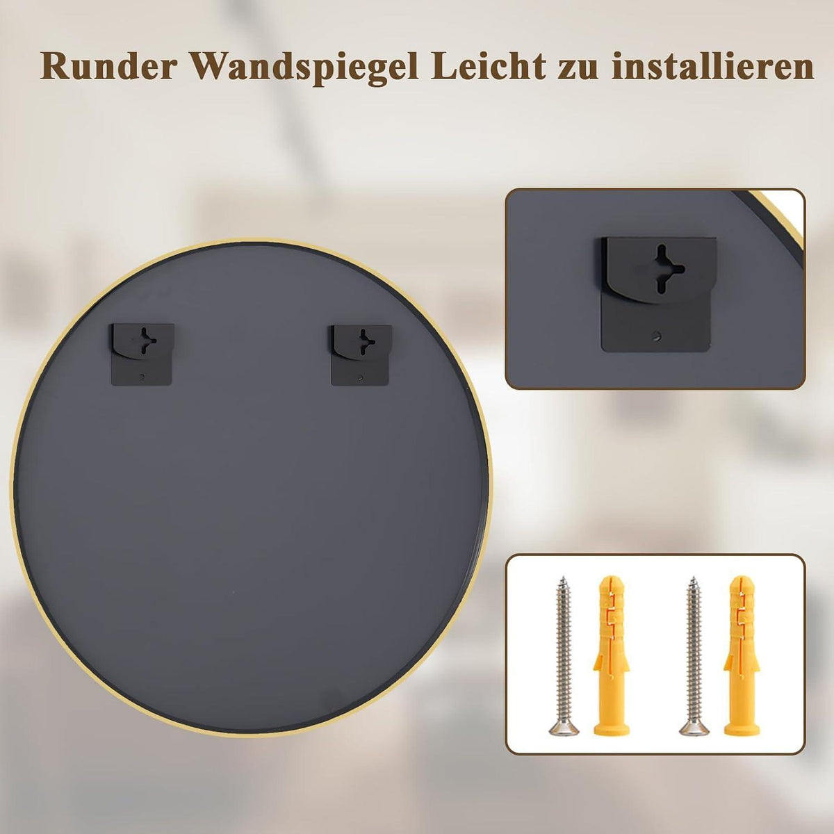 Runder Wandspiegel 106cm mit Gold Aluminiumrahmen