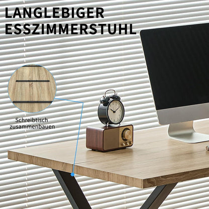 Essgruppe 140x80cm mit 4 gepolsterten Esszimmerstühlen Grau