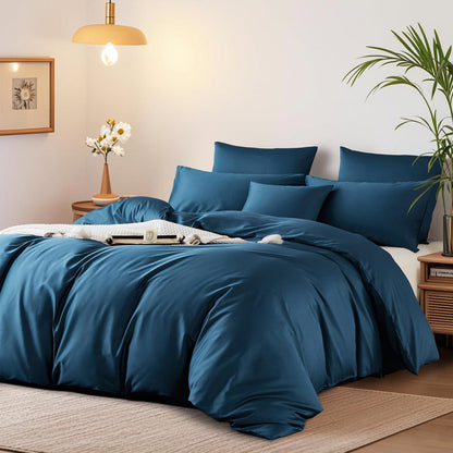 Satin Bettwäsche Set 200x220 cm Petrol Blau Mako Baumwolle