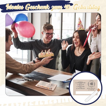 Geldgeschenk 40. Geburtstag mit Reagenzglas & Holzkarte