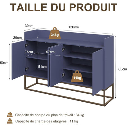 Modernes Sideboard mit 4 Türen – Blau, Minimalistisch & Vielseitig