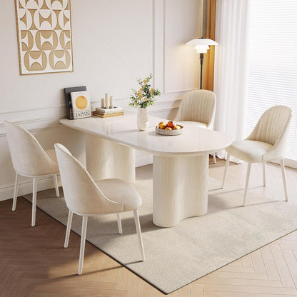 Moderner Esstisch Weiß mit 4 Polsterstühlen – 160cm Esszimmer Set