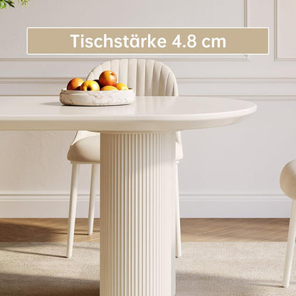Moderner Esstisch Weiß mit 6 Polsterstühlen – Esszimmer Set 160cm