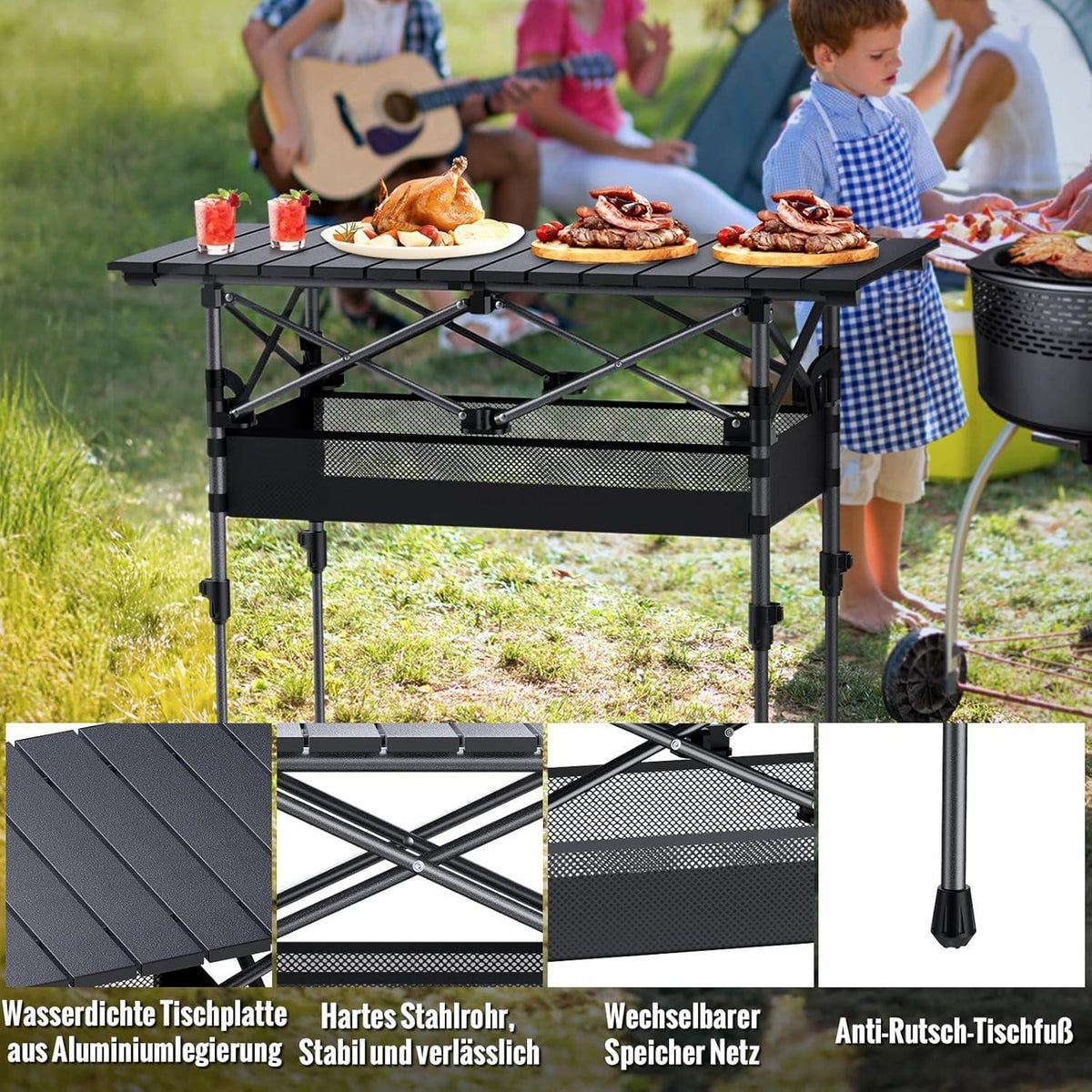 Klapptisch Camping 82x40cm 2-fach höhenverstellbar mit Tasche