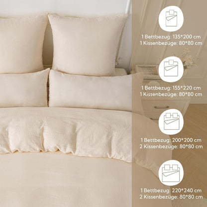 Bettwäsche-Set Doppelte Baumwolle Hellbeige 220x240 cm