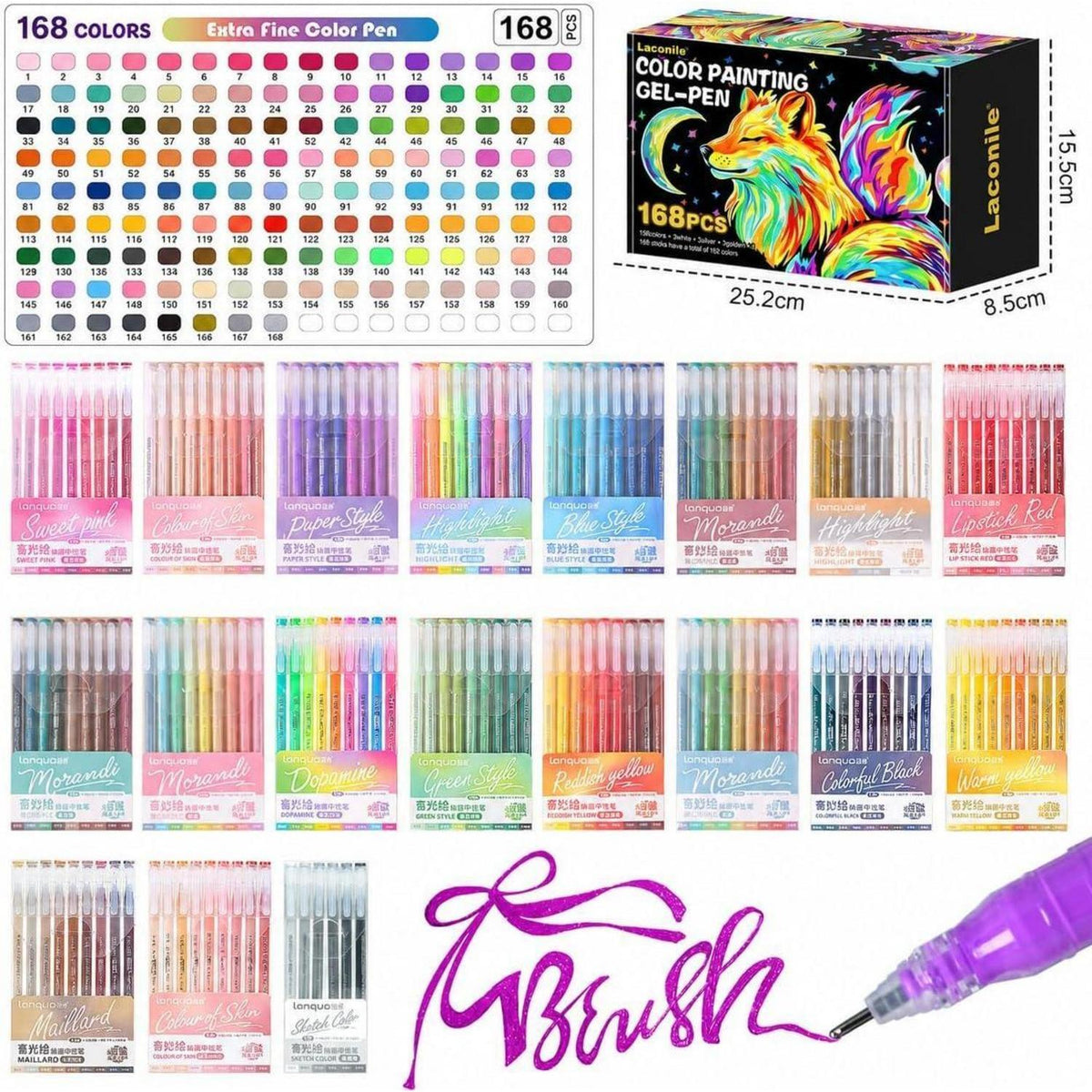 168 Gelstifte Set für Erwachsene – 162 Farben zum Malen & Schreiben