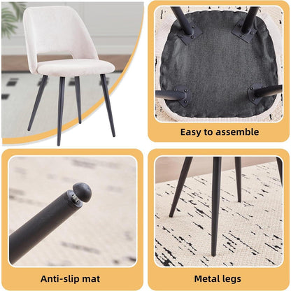 4er-Set Esszimmerstühle mit Cordbezug, Beige