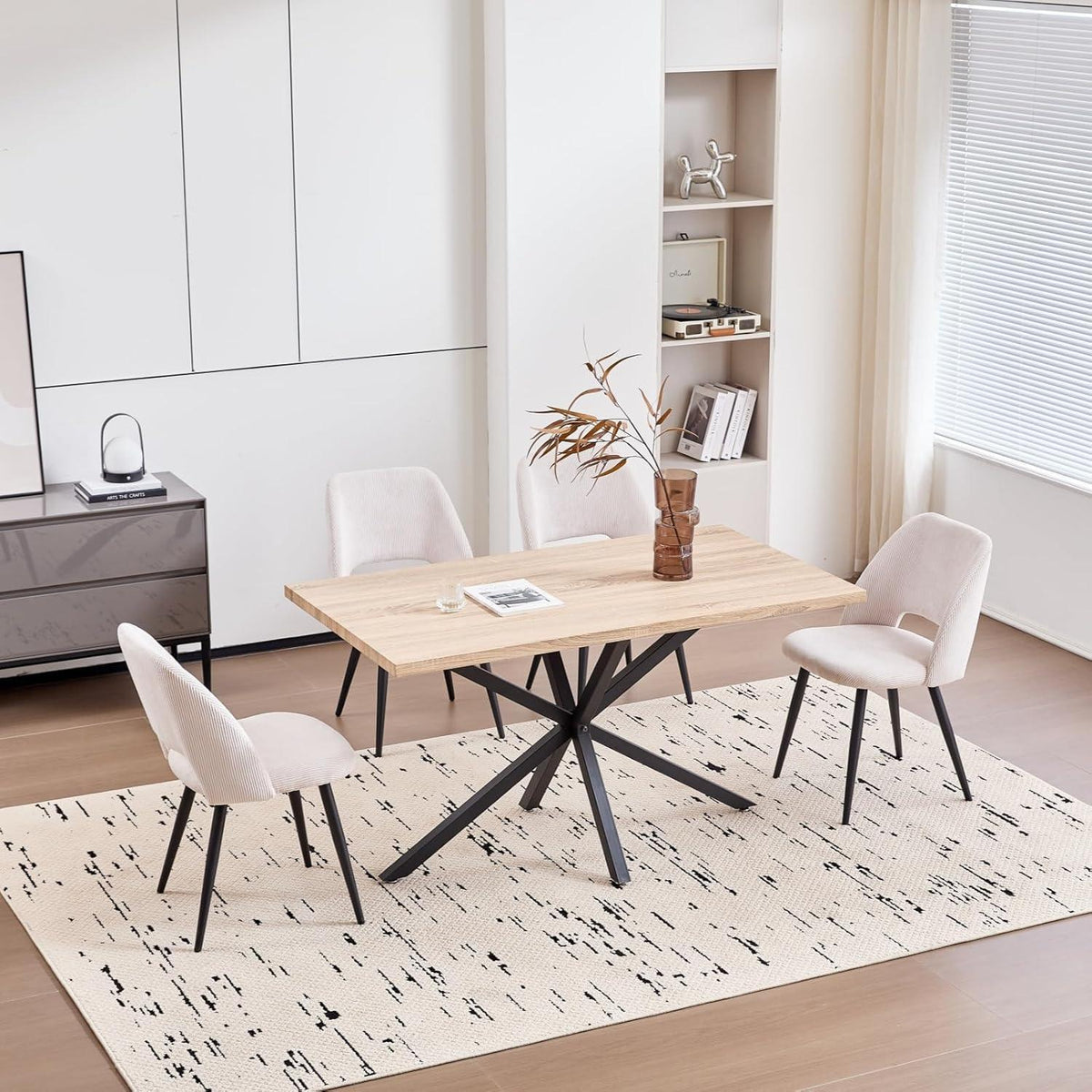 8 Esszimmerstühle mit Cordbezug, Beige – Bequem & Modern