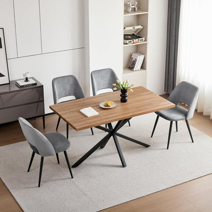8 Esszimmerstühle Grau mit Cordbezug & Metallbeinen