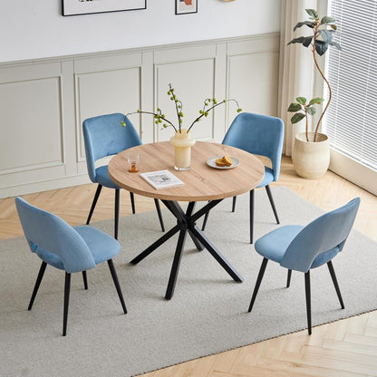 8 Esszimmerstühle mit Cordbezug, Blau – Bequemer Sitz