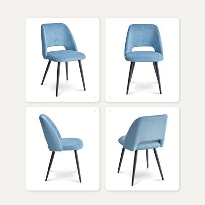 8 Esszimmerstühle mit Cordbezug, Blau – Bequemer Sitz