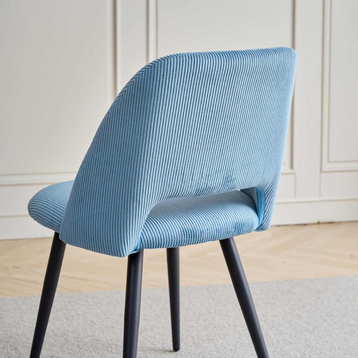 8 Esszimmerstühle mit Cordbezug, Blau – Bequemer Sitz