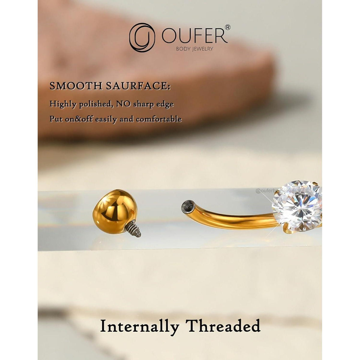 Bauchnabelpiercing Titan mit Zirkonia Tropfen Gold 14G