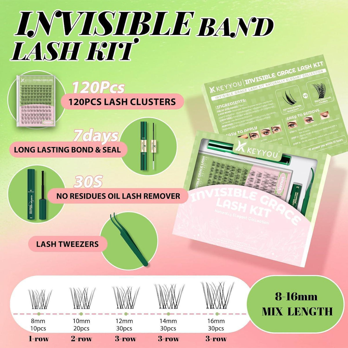Venus Lash Clusters Kit – 120 Wimpern für natürlichen Look