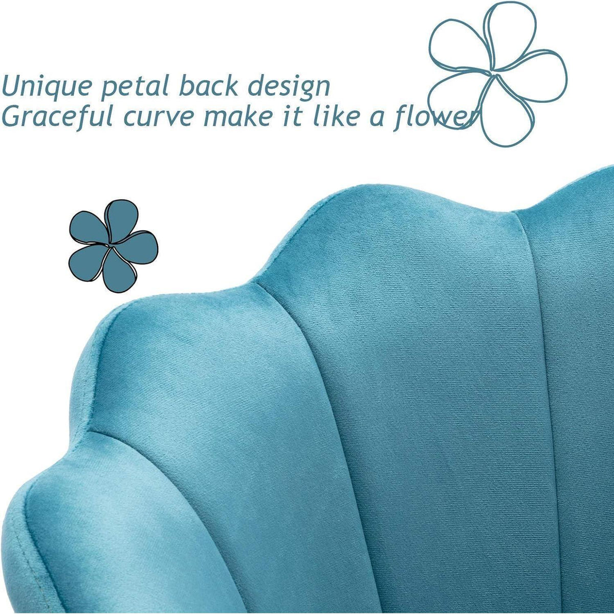 Samt-Armlehnstuhl Muschel Design, Blau