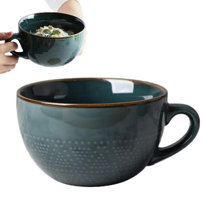 Große Keramiktasse 700ml - Kaffeebecher Schwarzgrün