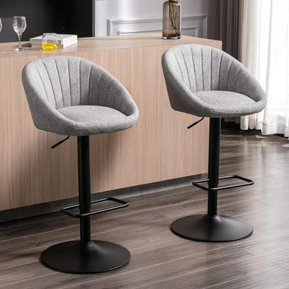 Gepolsterte Barhocker 2er Set, Höhenverstellbar & Drehbar