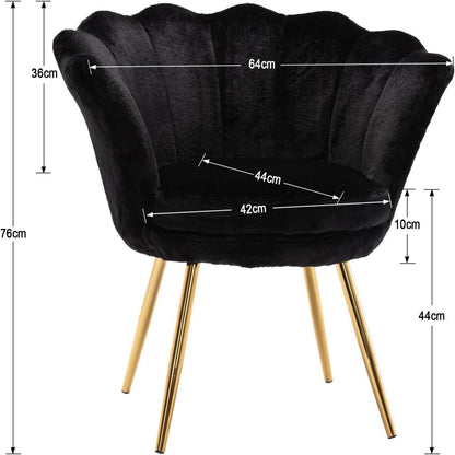 Teddystoff Loungesessel mit goldenen Beinen – Schwarz