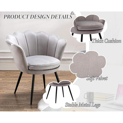 Samt Sessel Wohnzimmer mit Blumenform & Schwarz Beinen