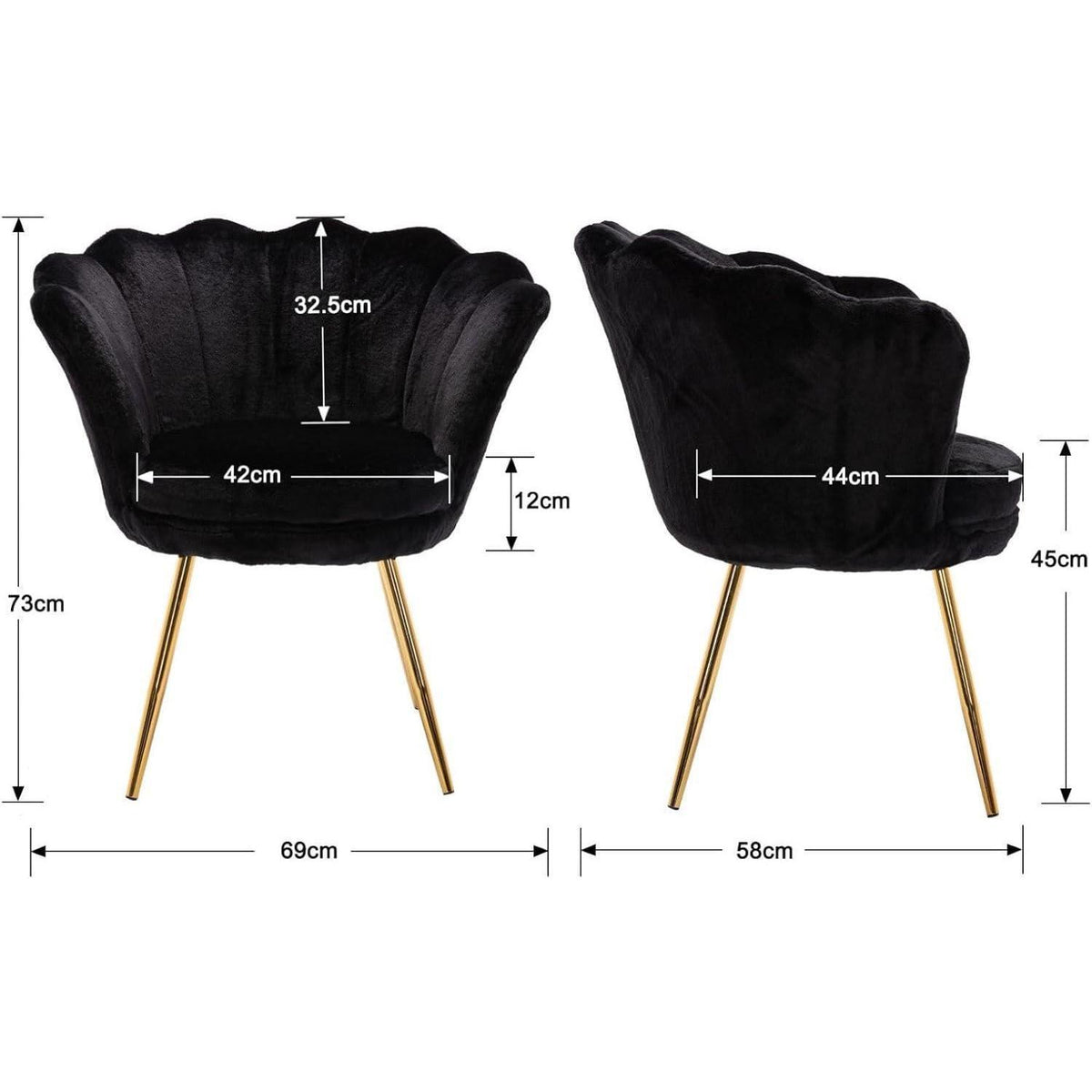 Teddystoff Sessel mit Goldfuß – Bequemer Loungesessel