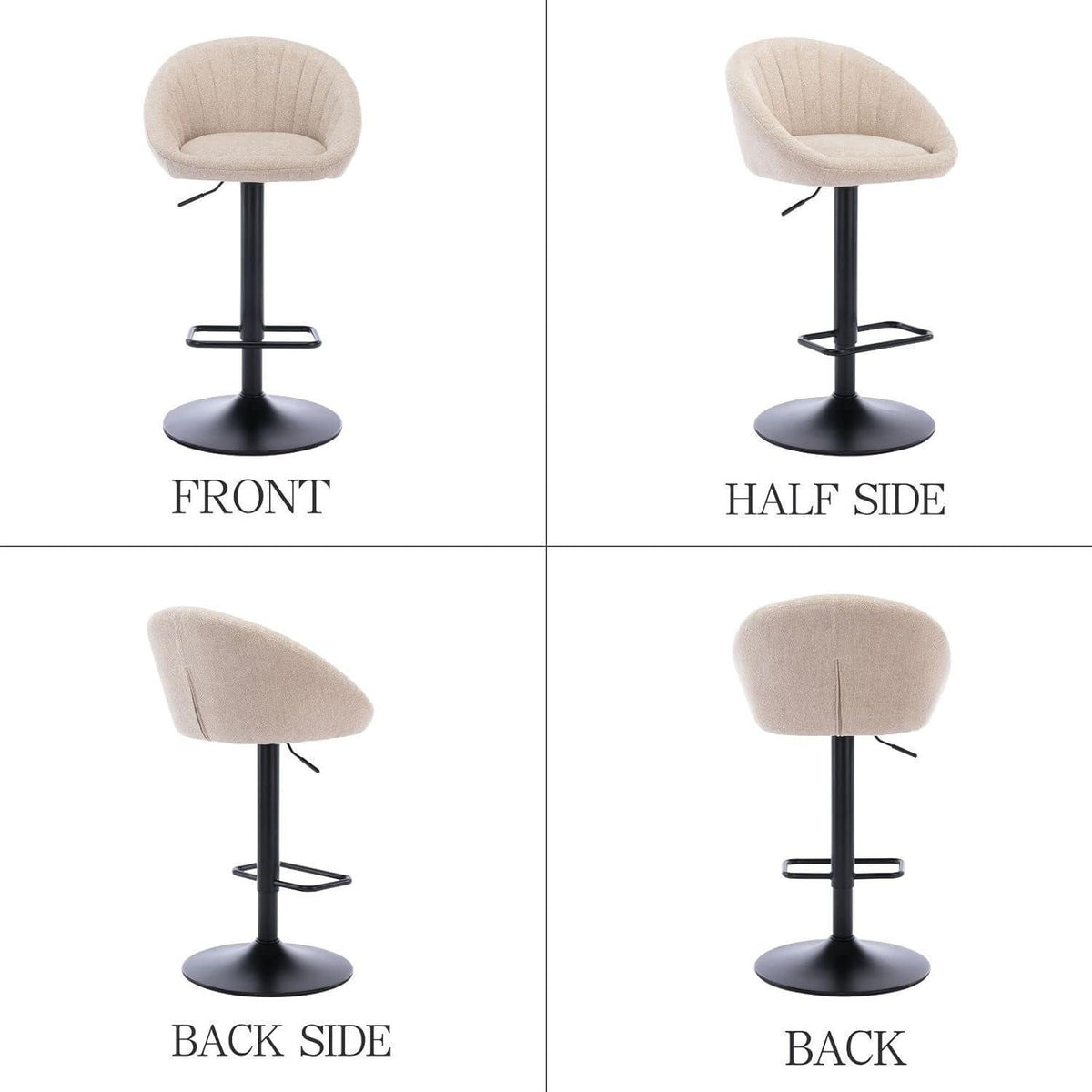 Gepolsterte Barhocker 2er Set, Höhenverstellbar & Drehbar