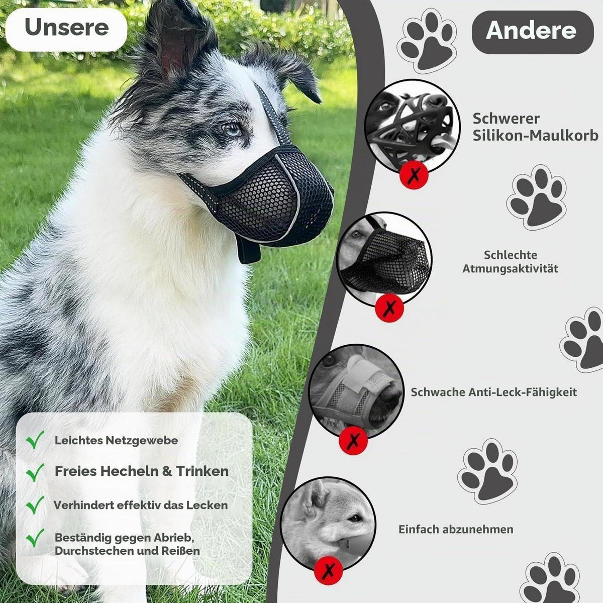 Atmungsaktiver Hundemaulkorb XL Schwarz – Sicher & Bequem