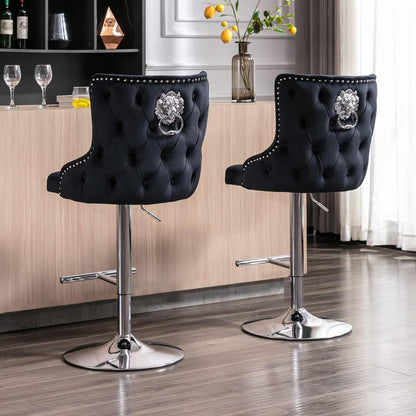 Samt Barhocker 2er Set, Höhenverstellbar & Modern