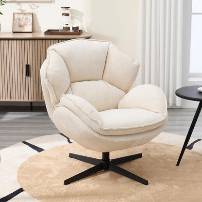 Drehbarer Loungesessel mit Chenillebezug – Weiß