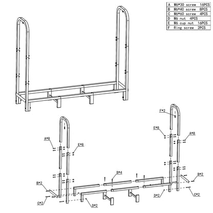 Kaminholzregal 4FT – Robustes Outdoor Lager für Brennholz