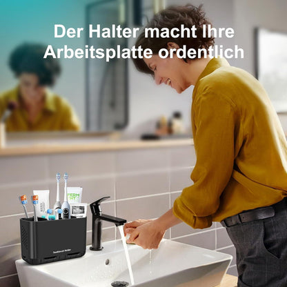Zahnbürstenhalter mit 6 Fächern, abnehmbar, schwarz