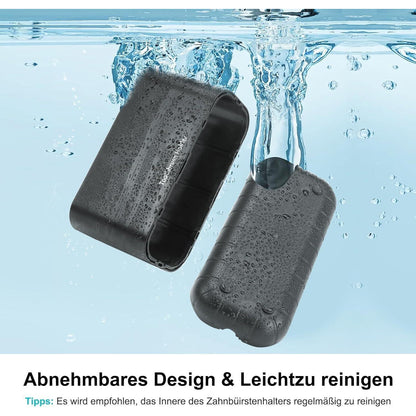Zahnbürstenhalter mit 6 Fächern, abnehmbar, schwarz