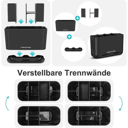 Zahnbürstenhalter mit 6 Fächern, abnehmbar, schwarz
