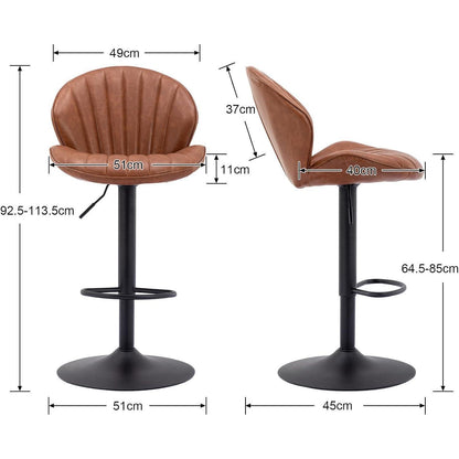 Verstellbarer Barhocker 2er Set Braun – & Komfort in Lederoptik