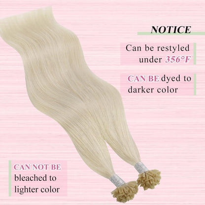 Echthaar Bondings Platinblond - 60cm, 50g, U-Tip