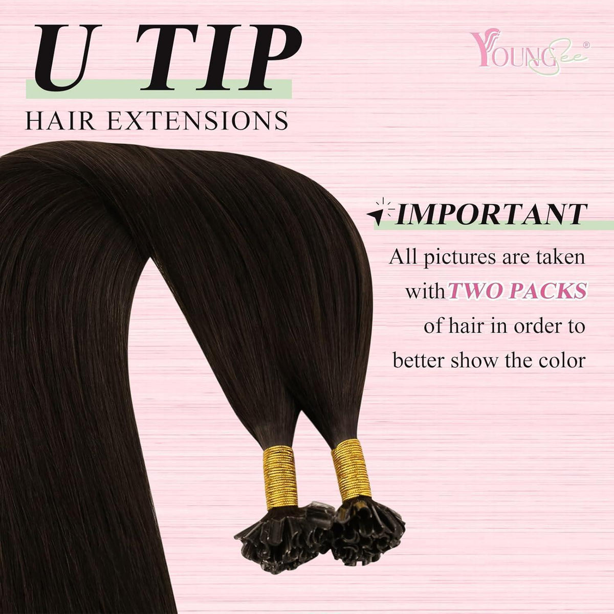Echthaar Bonding Extensions Dunkelbraun 60 cm