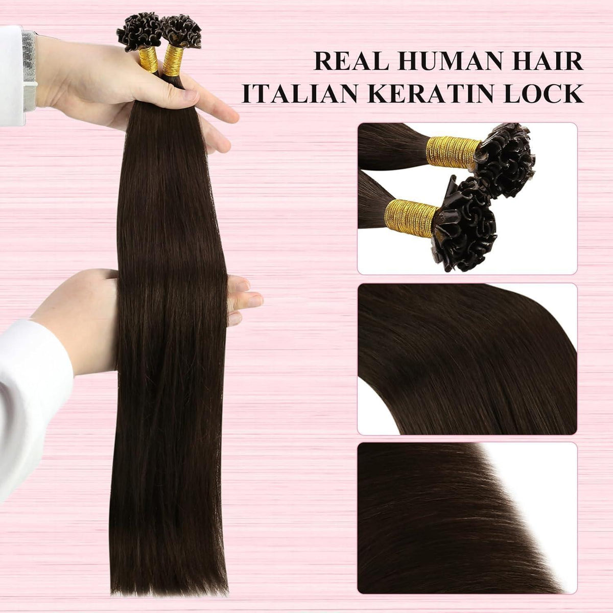Echthaar Bonding Extensions Dunkelbraun 60 cm