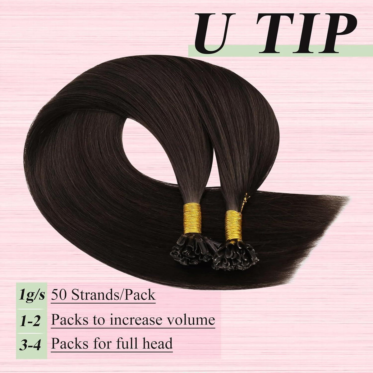 Echthaar Bonding Extensions Dunkelbraun 60 cm