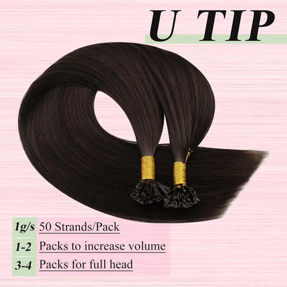 Echthaar Bonding Extensions Dunkelbraun 60 cm