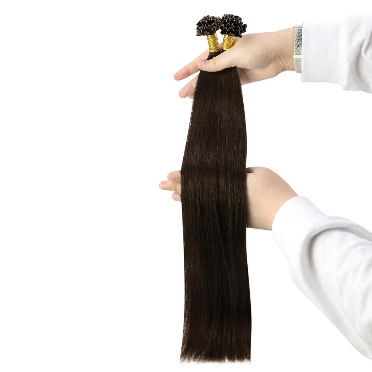 Echthaar Bonding Extensions Dunkelbraun 60 cm