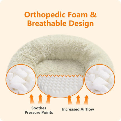Orthopädisches Hundebett rund, 120 cm Ø, Beige