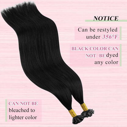 Echthaar Bonding Extensions Schwarz 60cm - 50g