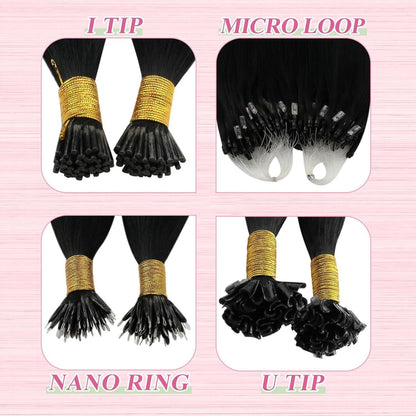 Echthaar Bonding Extensions Schwarz 60cm - 50g