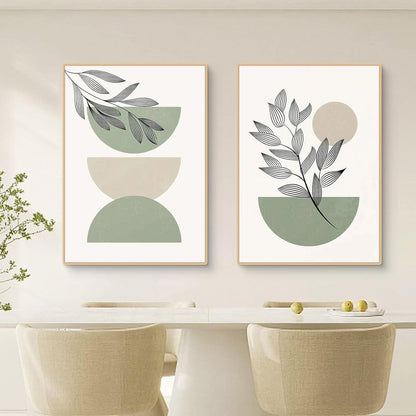 Abstraktes Poster Set 3er – Pflanzen & Geometrie Wanddeko